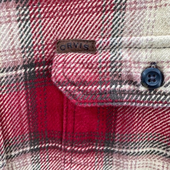 Orvis Heavyweight Flannel Red Plaid Button Up Shirt Men's Size XXL - Picture 6 of 10